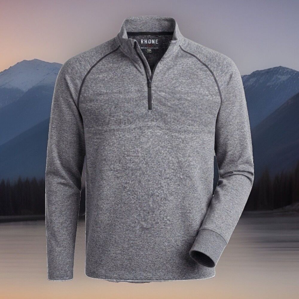 Rhone 1/4 Zip Pullover Mens 2XL Gray Performance Long Sleeve Commuter Quarter